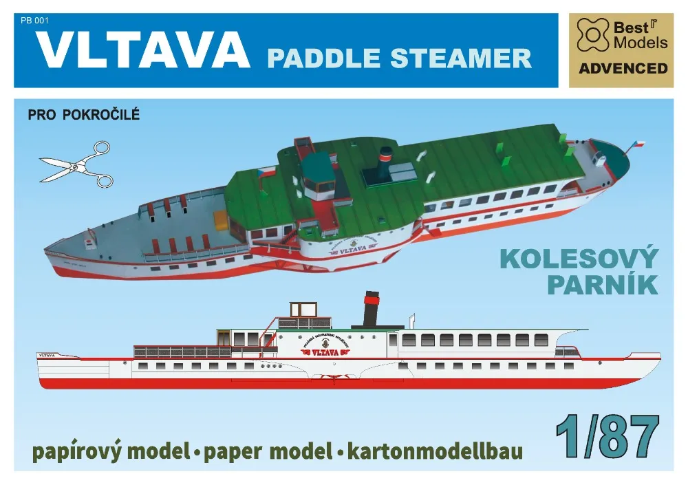 Papierový model - Kolesový parník Vltava