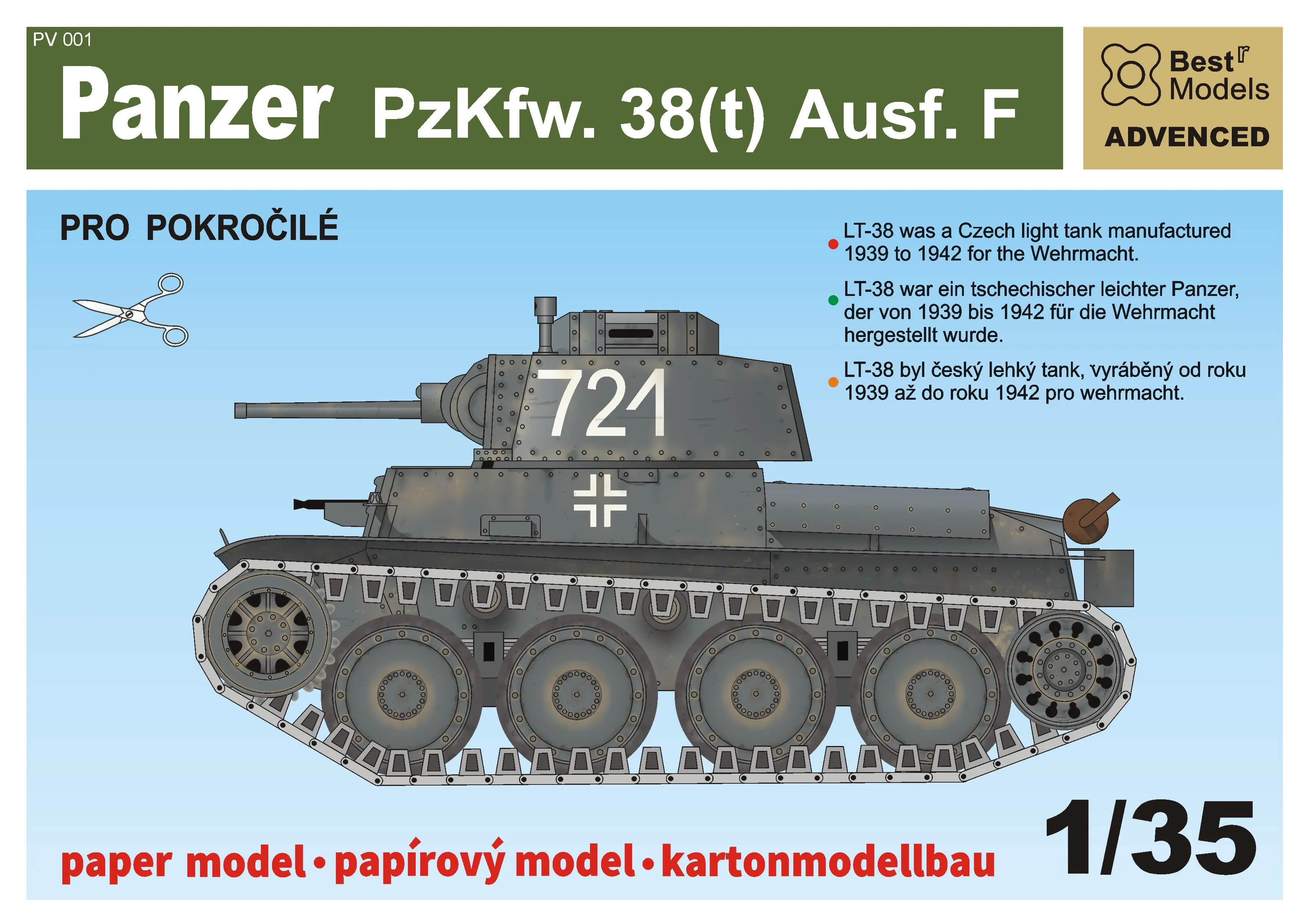 Papierový model - Panzer PzKfw. 38(t) Ausf. F